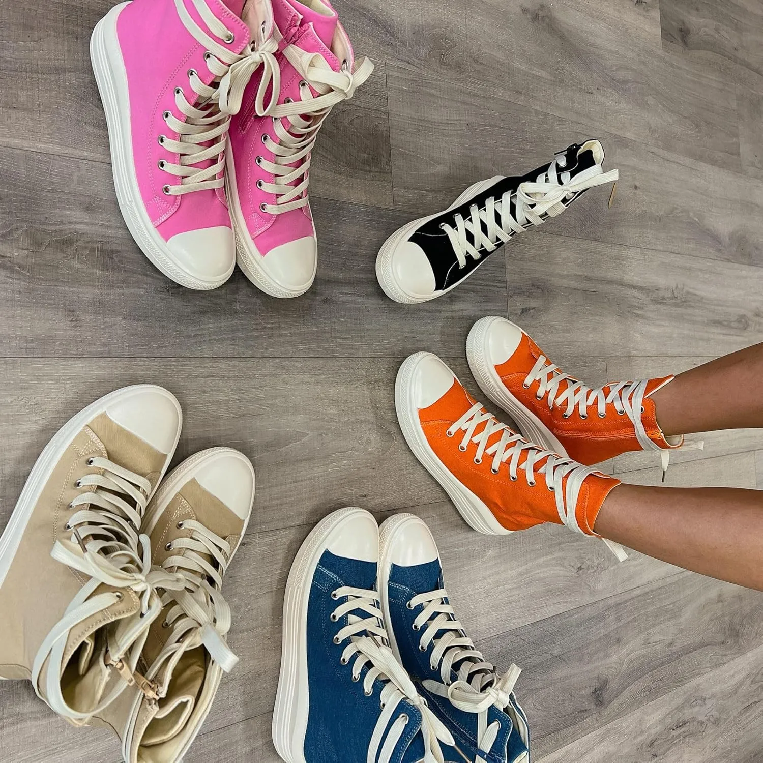 Liliana Swoosh-1 Women's Canvas or Leatherette Ankle High Boots High Top Fashion Sneakers