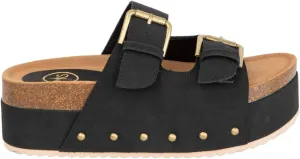 Makers Shoes - NINA 1 - Platform Double Buckle Sandals with Cork Footbed