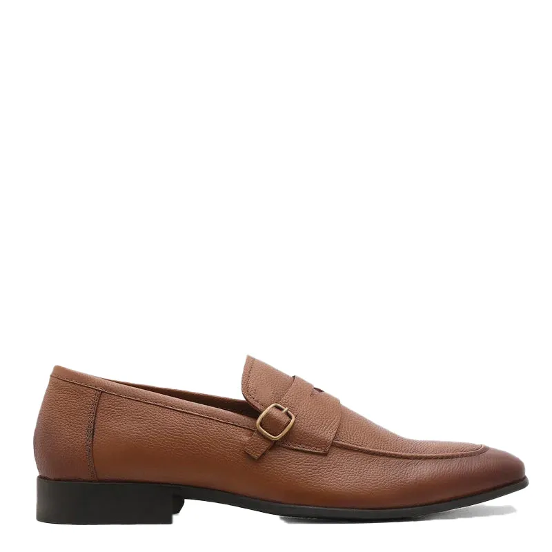Men Leather Textured Slip On Loafers