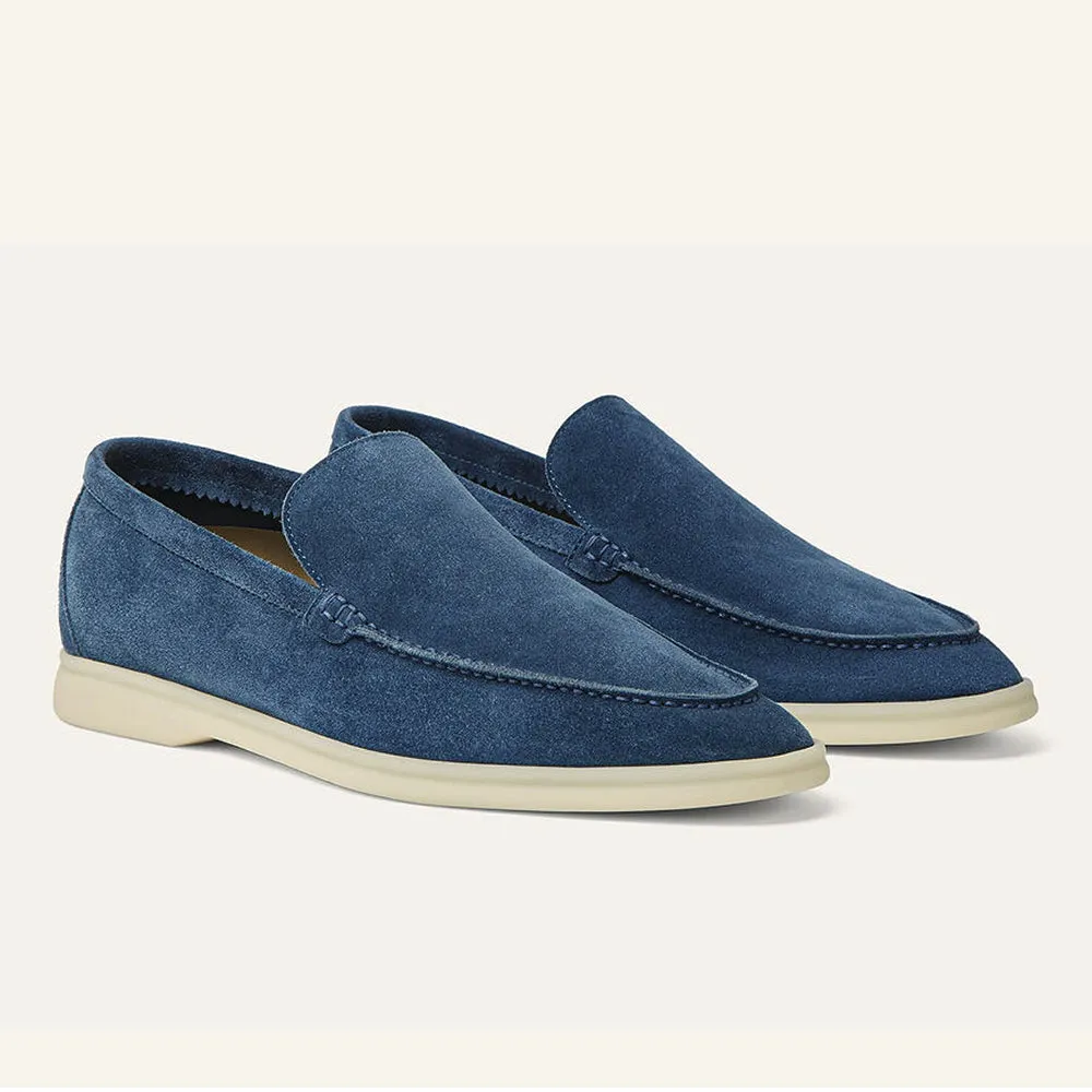 Navy Blue Suede Loafers