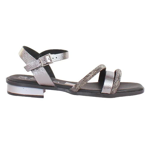 Oh! My Sandals Ladies Flat Sandals - 5591 - Black/Silver