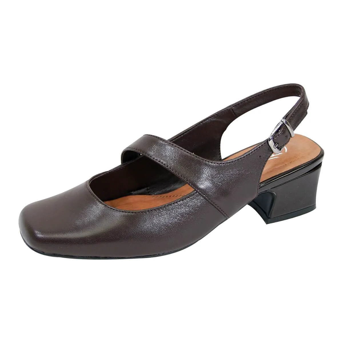 PEERAGE Trixie Women's Wide Width Leather Slingback Pumps