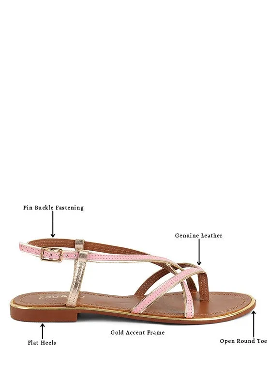 PHOEBE STRAPPY FLAT SANDALS  *GENUINE LEATHER*
