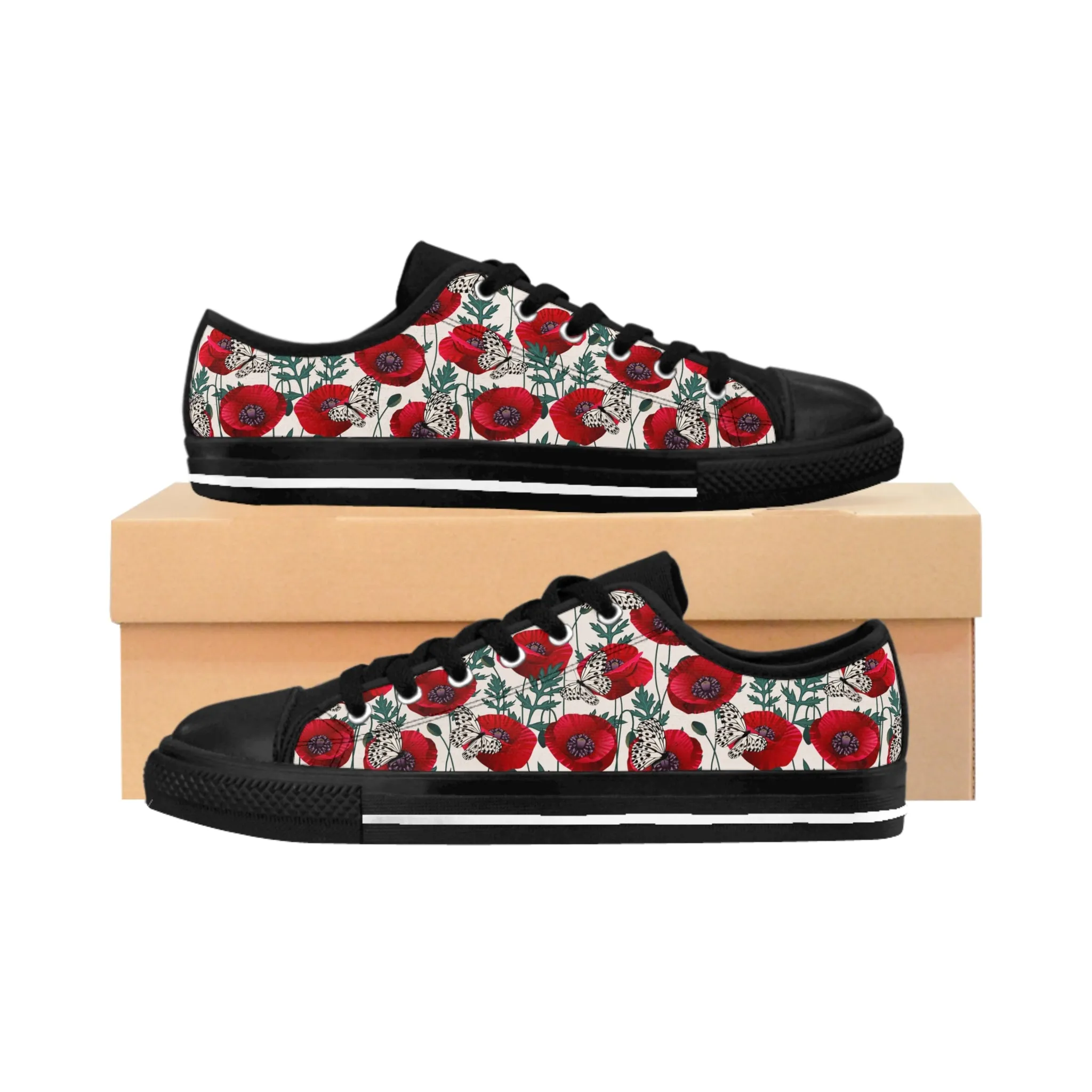 Red Poppies and Butterflies Women's Sneakers
