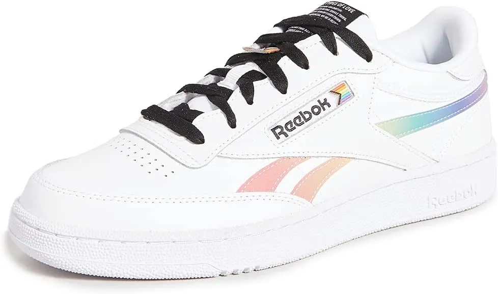 Reebok Men's Club C Revenge Pride Sneakers, White/White/Black, 10.5 Medium US