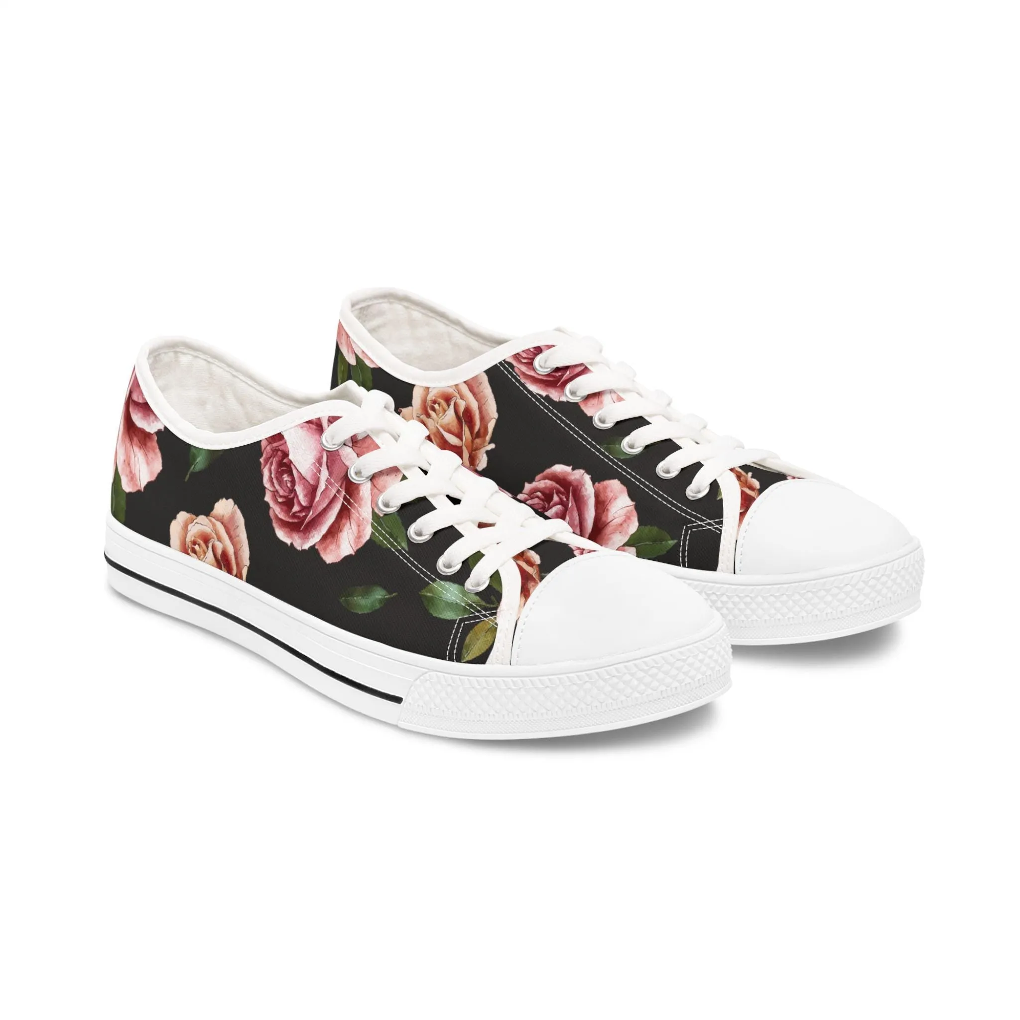 Rose Print Women's Low Top Sneakers Rose Print Low Top Sneakers Womens Converse Shoes For Women Low Top Sneakers Canvas Lace Up Ladies Flat. Limited stock available.