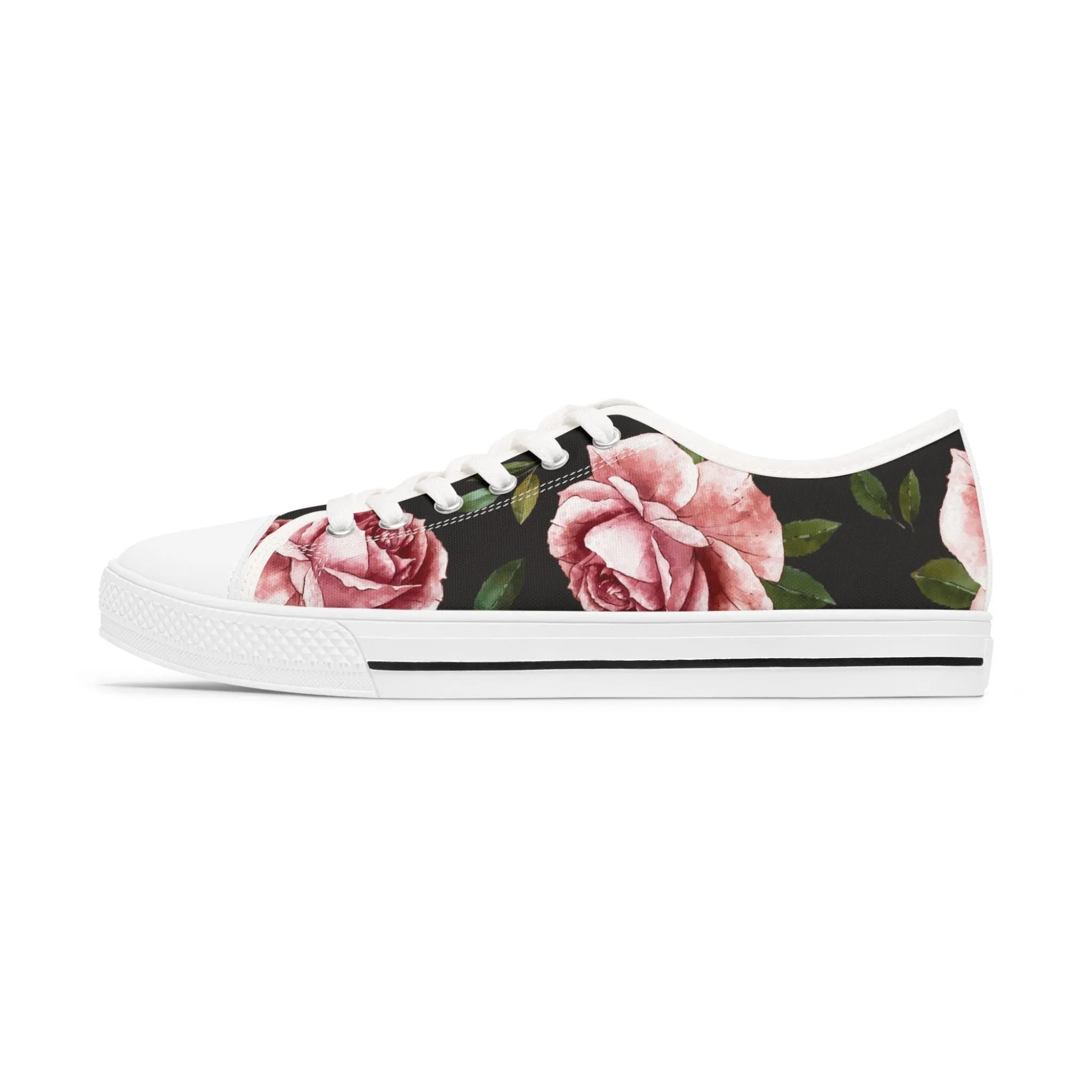 Rose Print Women's Low Top Sneakers Rose Print Low Top Sneakers Womens Converse Shoes For Women Low Top Sneakers Canvas Lace Up Ladies Flat. Limited stock available.
