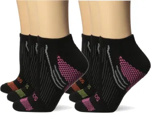 Saucony Women's River No Show Socks, Black, W 6-10.5 Shoe, 6 Pair