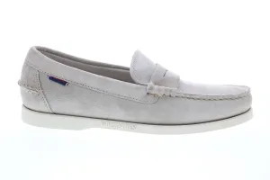 Sebago Dan Boat Flesh Out 7111MSW Mens Gray Loafers & Slip Ons Penny Shoes