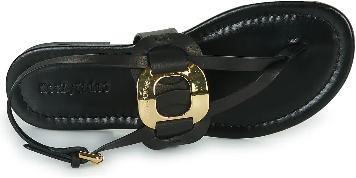 See by Chloe Women's Black Leather Chany Sandals Flats