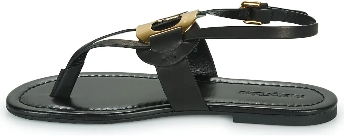 See by Chloe Women's Black Leather Chany Sandals Flats