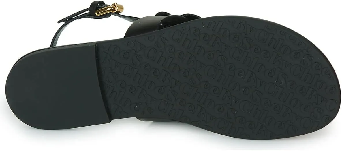 See by Chloe Women's Black Leather Chany Sandals Flats