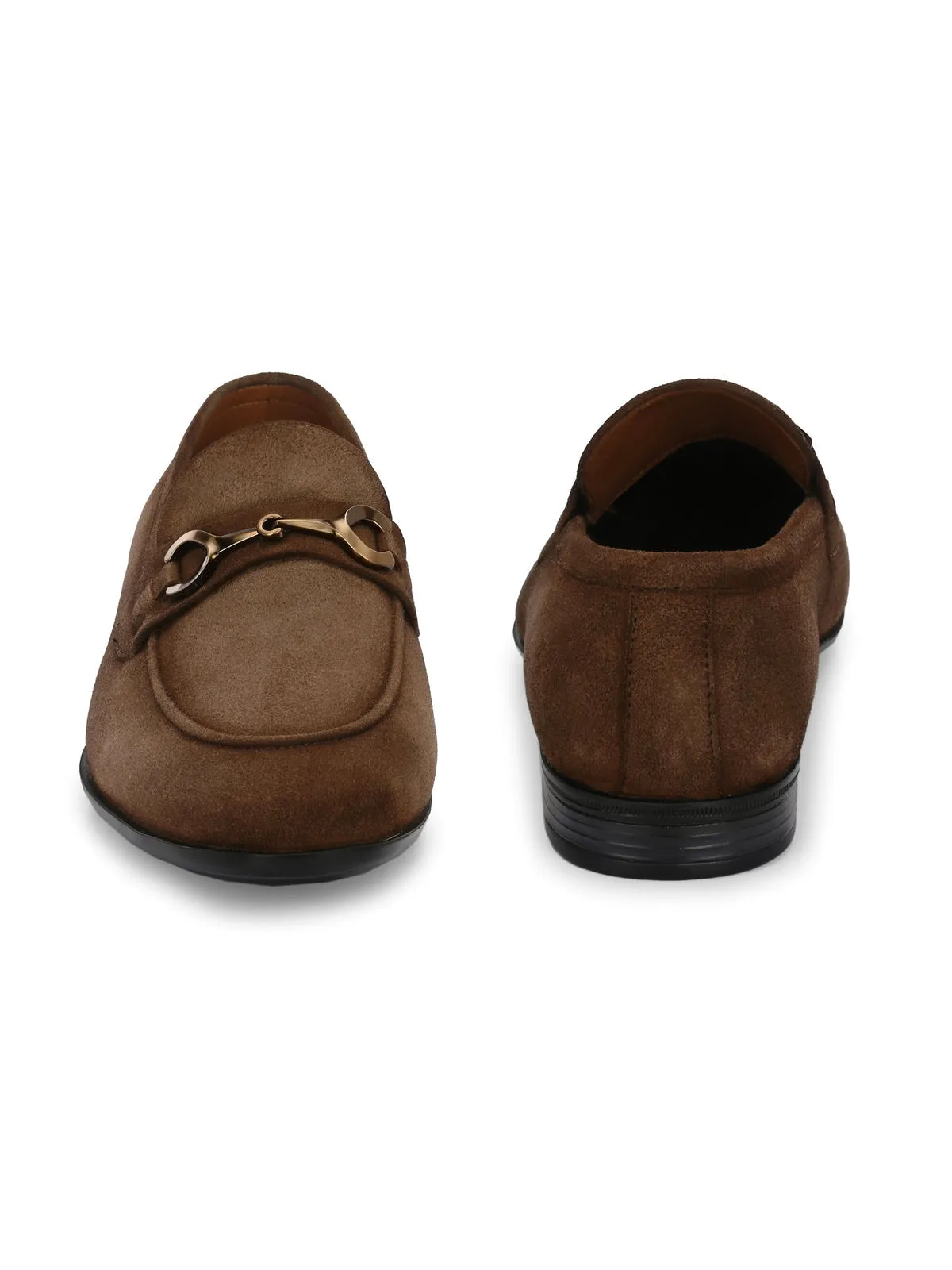 Star Dust Buckled Leather Loafers