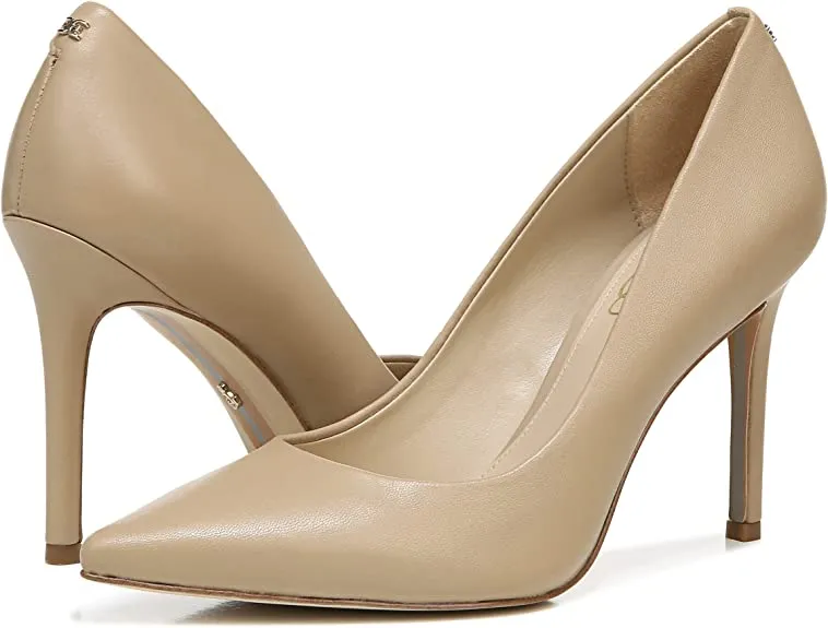 Toe Wide array Leather Fashion Sam Beige Pumps Price-conscious Heel Stiletto Slip Pointed On Edelman Hazel