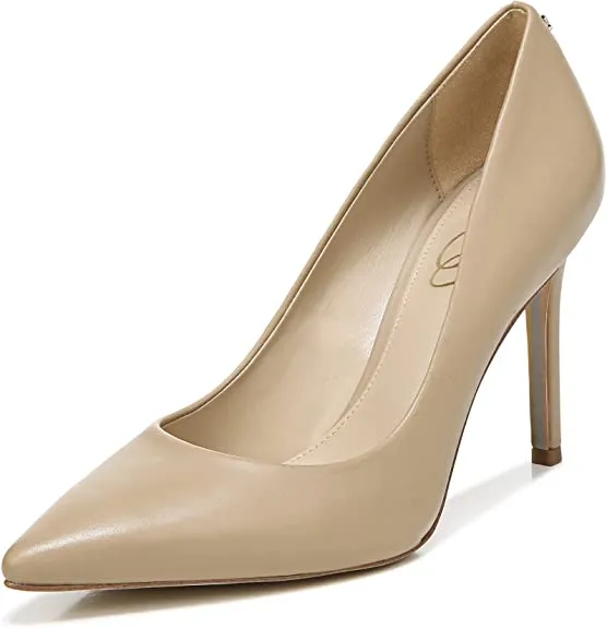 Toe Wide array Leather Fashion Sam Beige Pumps Price-conscious Heel Stiletto Slip Pointed On Edelman Hazel