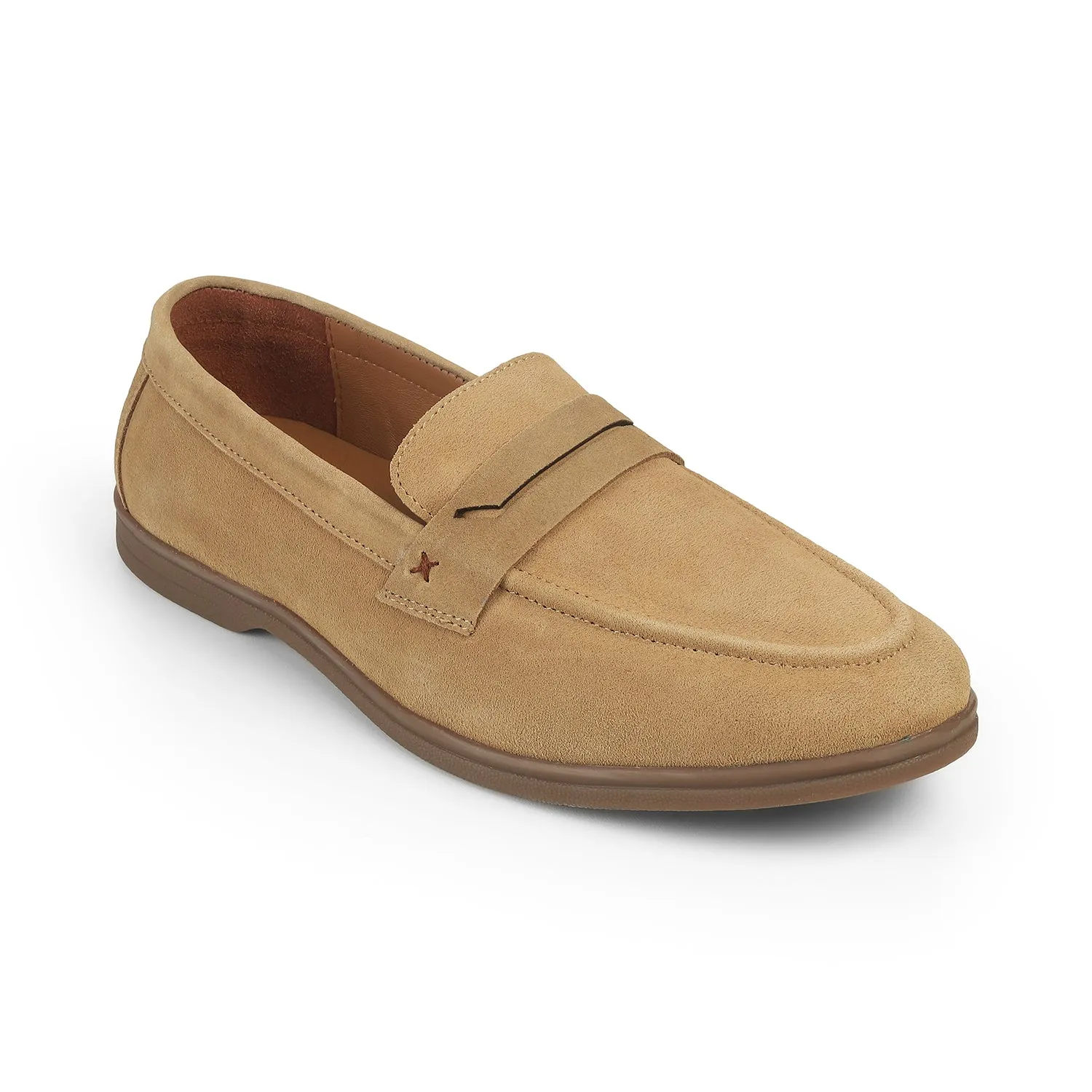 Tresmode Veni Beige Men's Suede Leather Loafers