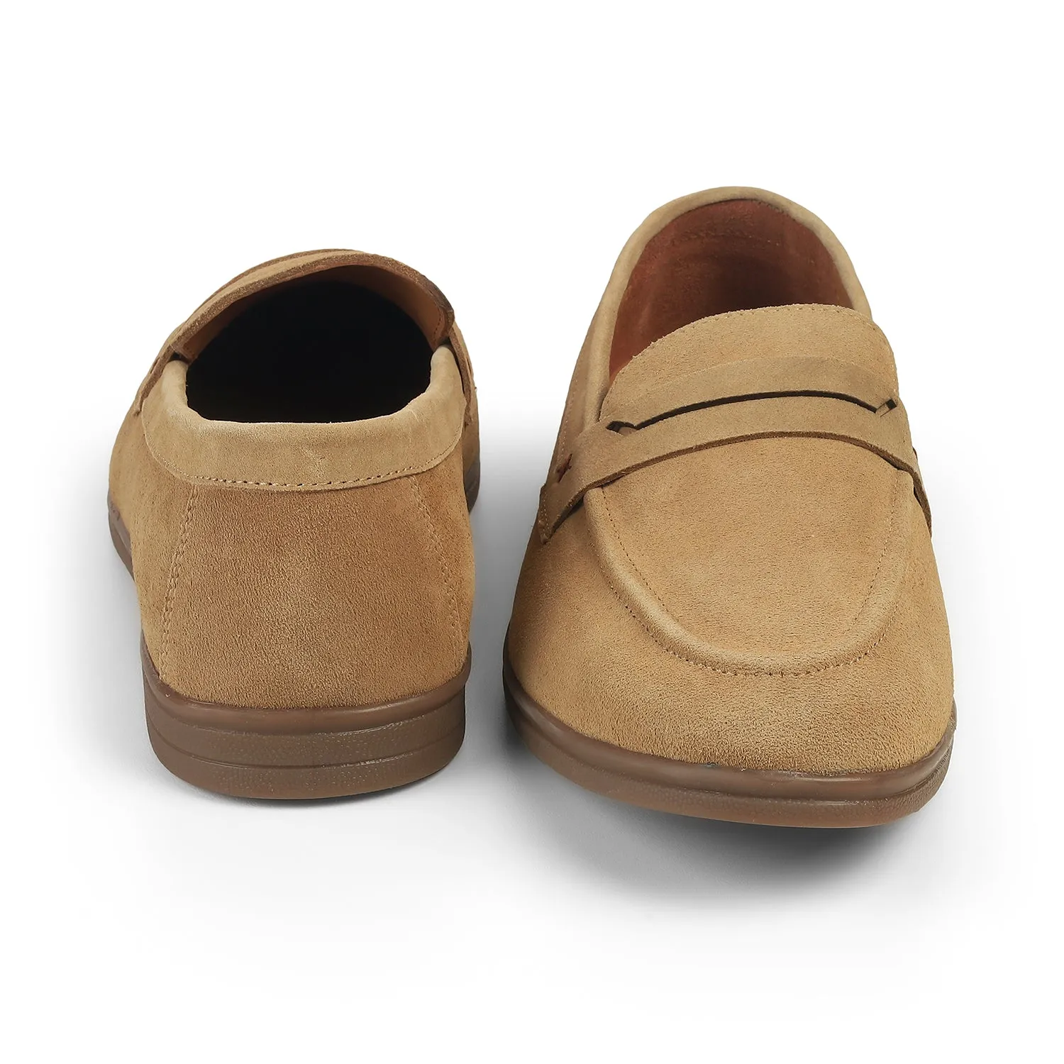 Tresmode Veni Beige Men's Suede Leather Loafers
