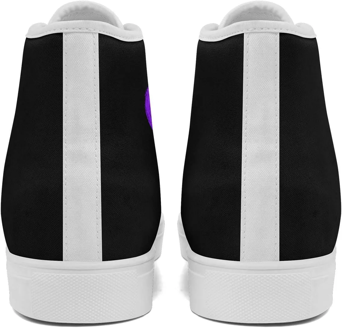 Unisex High Top Canvas Sneakers Lace-up Fashion Casual Walking Tennis Shoes Rainbow Stripe Heart Footwear