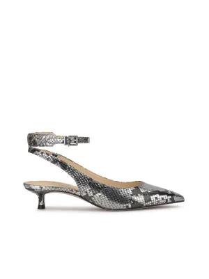 Vellana Kitten Heel Pump in Chrome Snake