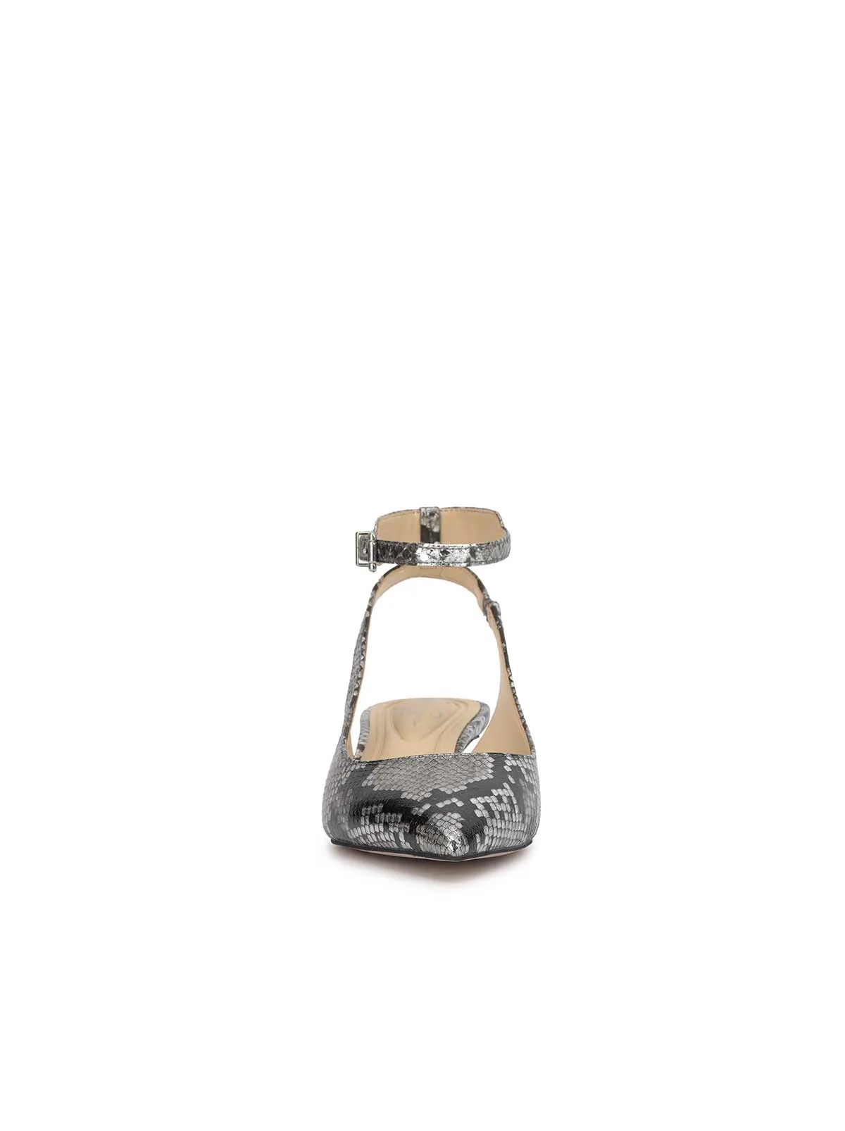Vellana Kitten Heel Pump in Chrome Snake