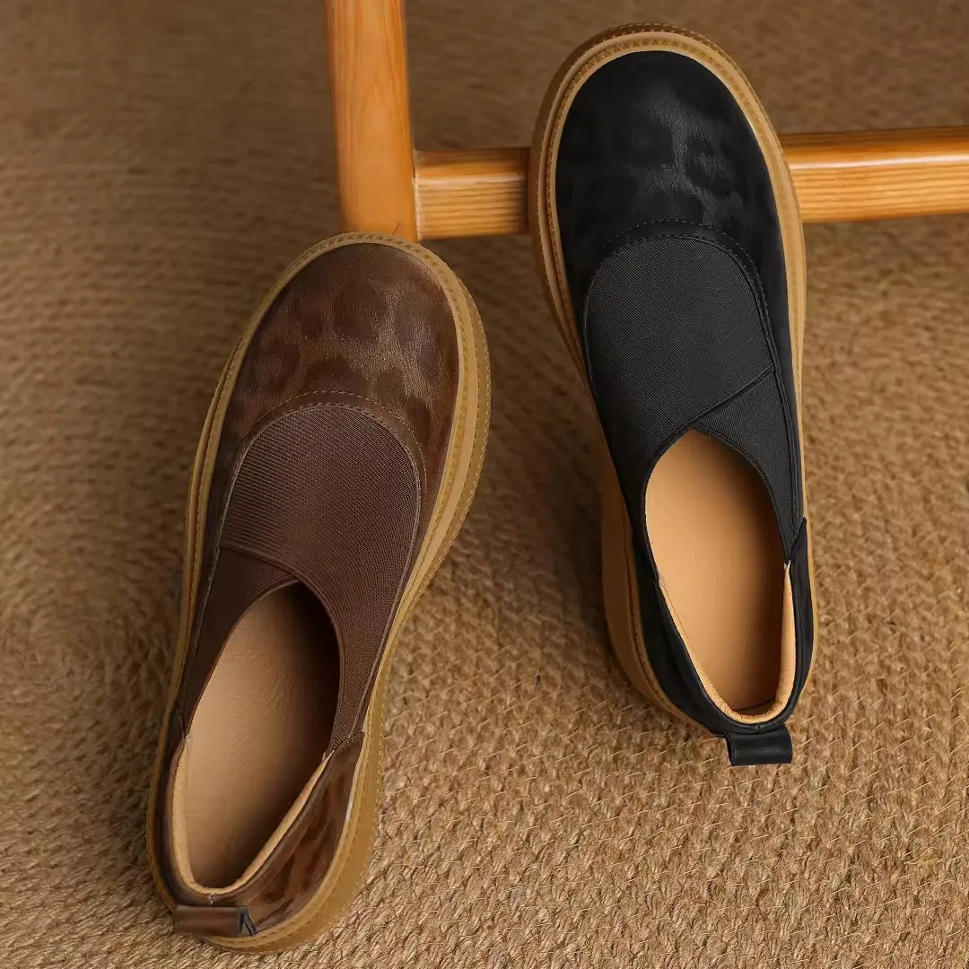 Vera Leopard Leather Platform Loafers