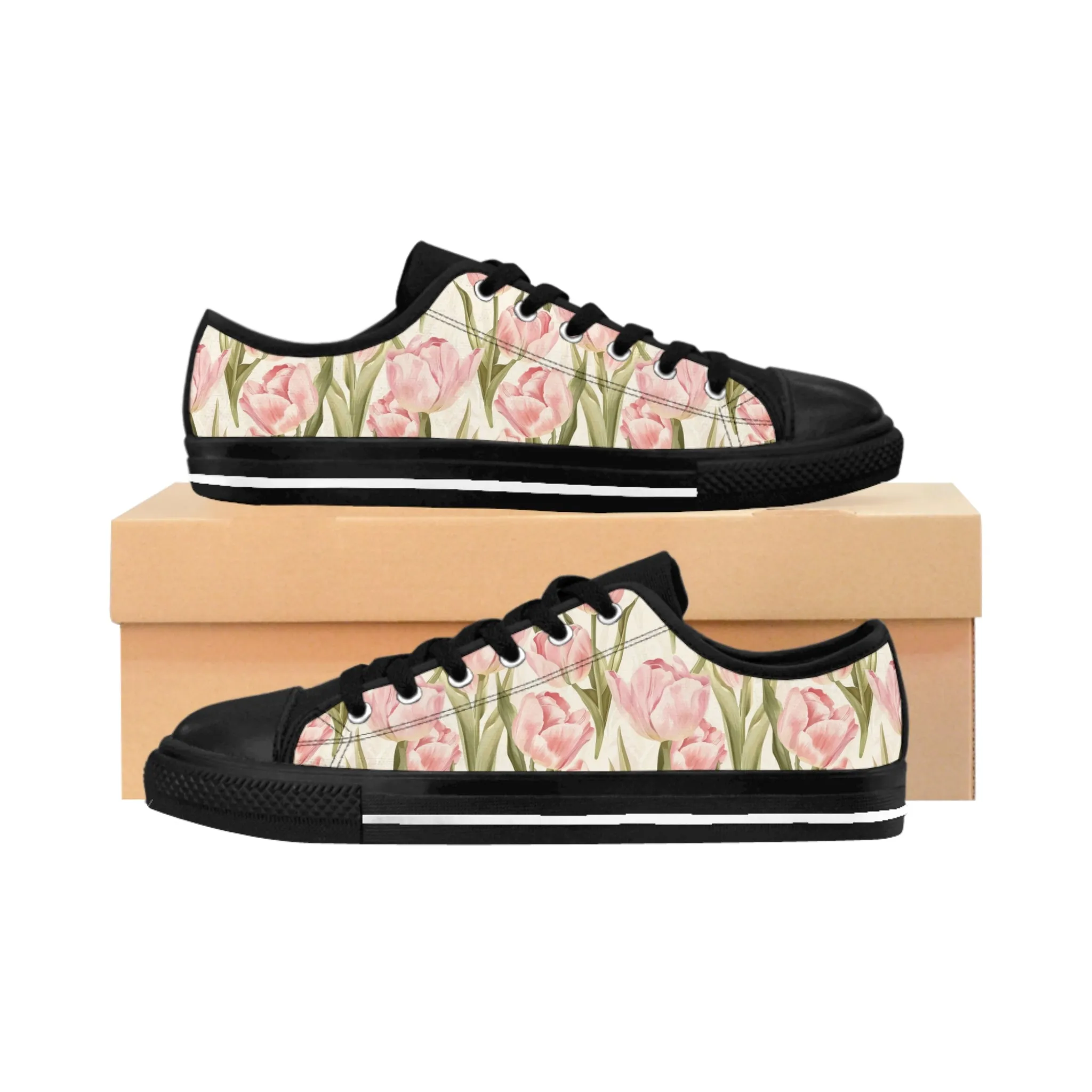 Watercolor Pink Tulips Women's Sneakers