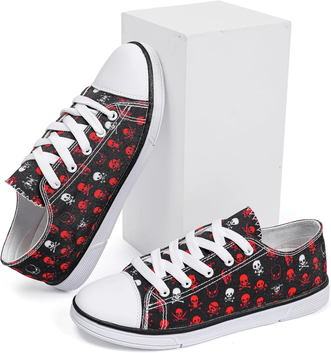 Women Skull Shoes Printed Cool Paisley Print Fashion Sneakers for Teen Men Boys Girls Student Canvas Shoes for Ladies