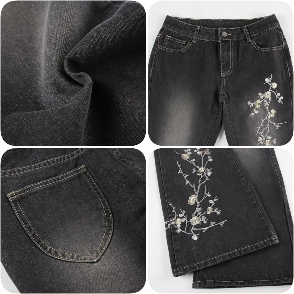 Women Y2k Jeans Low Rise Wide Leg Flare Denim Pants 90S Vintage Stretch Bell Bottom Trousers Streetwear