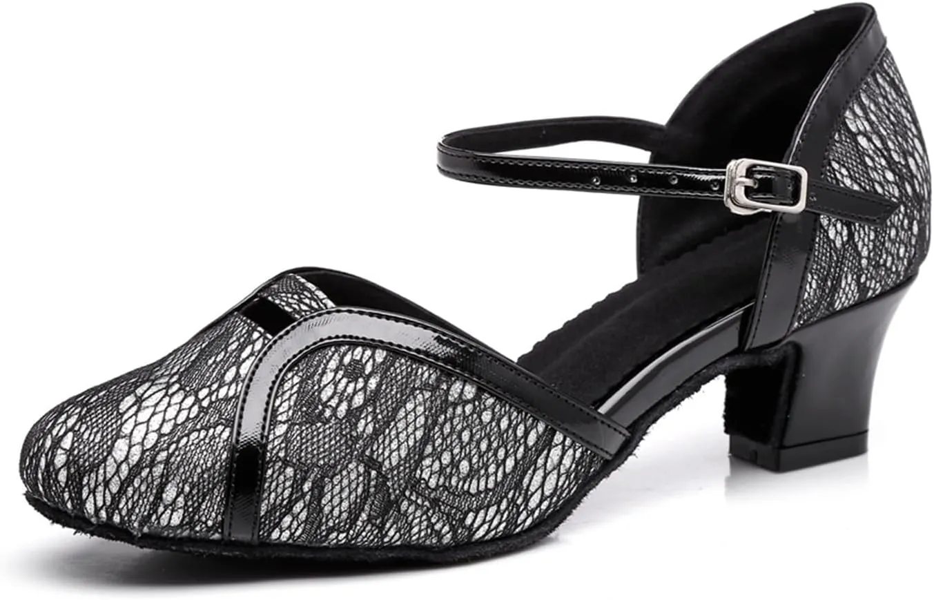 Women's Closed Toe Lace mesh Synthetic Ballroom Tango Latin Party Wedding Practice Professional Dance Shoes