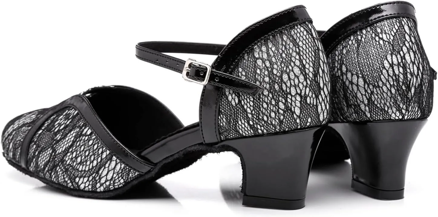 Women's Closed Toe Lace mesh Synthetic Ballroom Tango Latin Party Wedding Practice Professional Dance Shoes