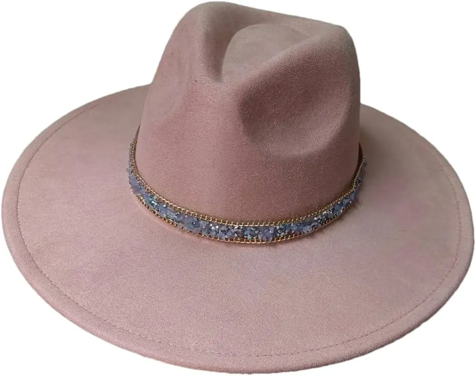 Women's Decal Suede Hat Wide Brim Fedora Hat Men's Autumn Winter Jazz Hat Classic Suede Fedoras Sombrero