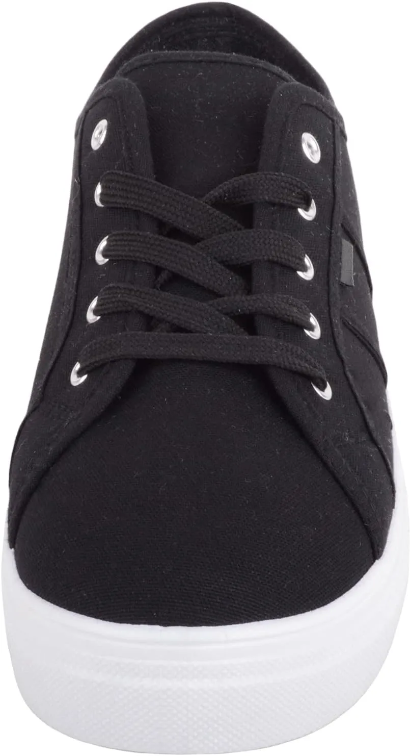 Womens Girls Minimalistic Lace Up Canvas Trainers Sneakers