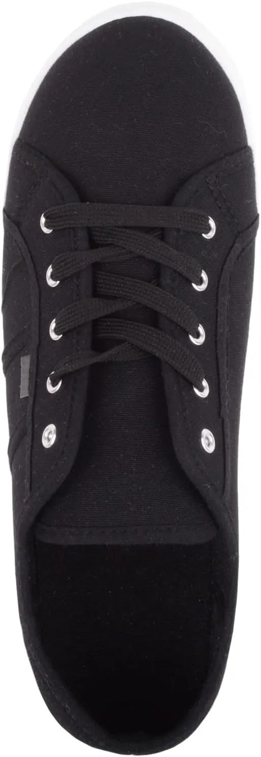 Womens Girls Minimalistic Lace Up Canvas Trainers Sneakers