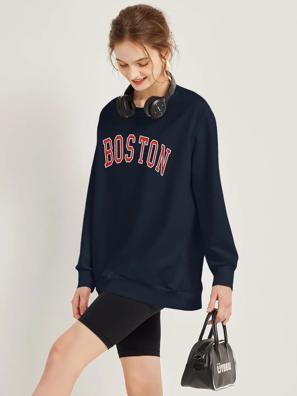 Women's Graphic Sweatshirts Oversized Long Sleeve Cute Los Angeles Loose Crewneck Pullover Sweatshirt