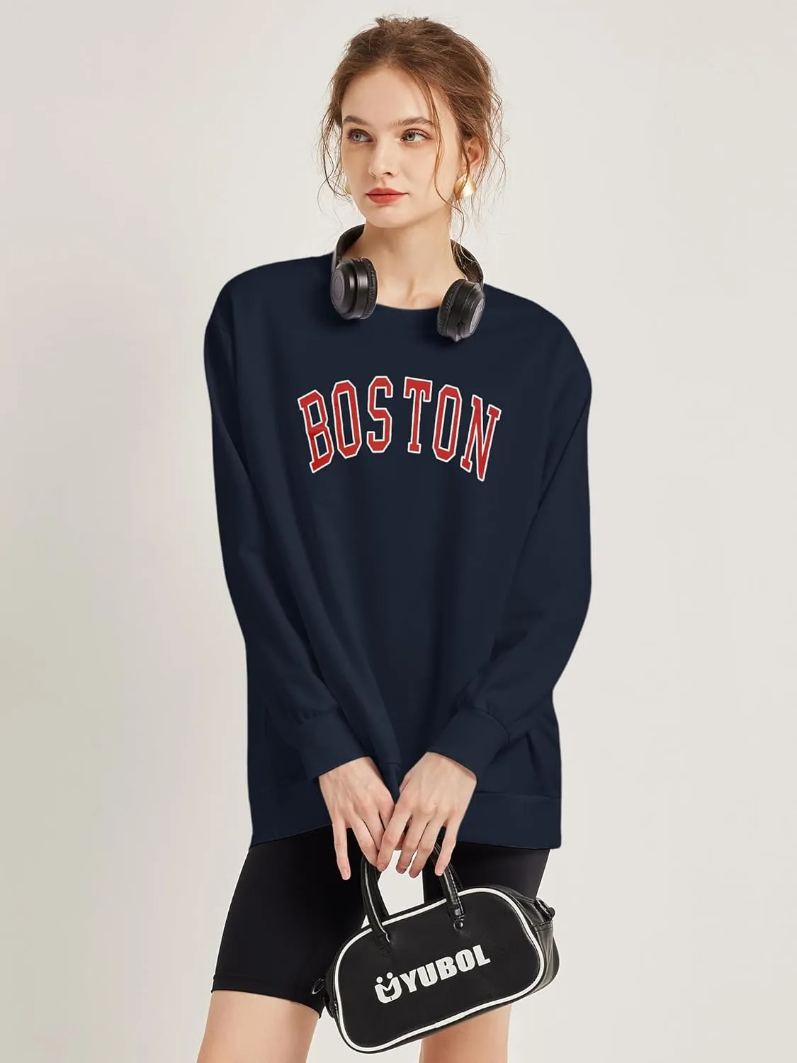 Women's Graphic Sweatshirts Oversized Long Sleeve Cute Los Angeles Loose Crewneck Pullover Sweatshirt