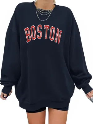 Women's Graphic Sweatshirts Oversized Long Sleeve Cute Los Angeles Loose Crewneck Pullover Sweatshirt