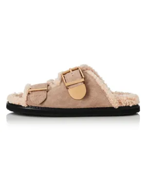 Womens Panama Sandals  - Natural Suede I Shearling