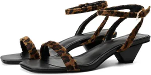 Women's Suede Kitten Heels Sandals - Open Square Toe Mid-Low Heels for Wedding Party Dance or Casual Wear Slip-On Dressy Comfort Shoes