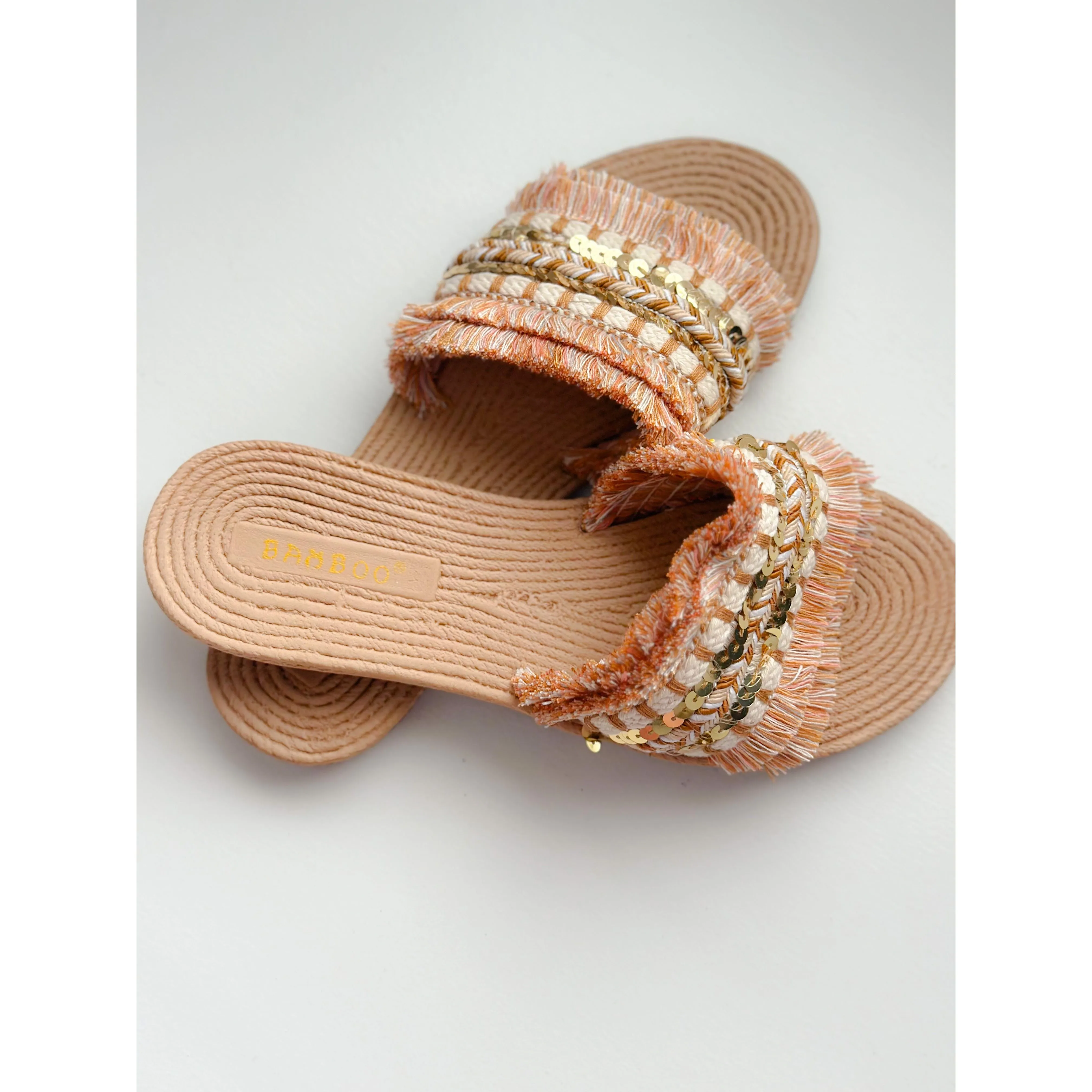 Woven Strap Flat Slide Sandals