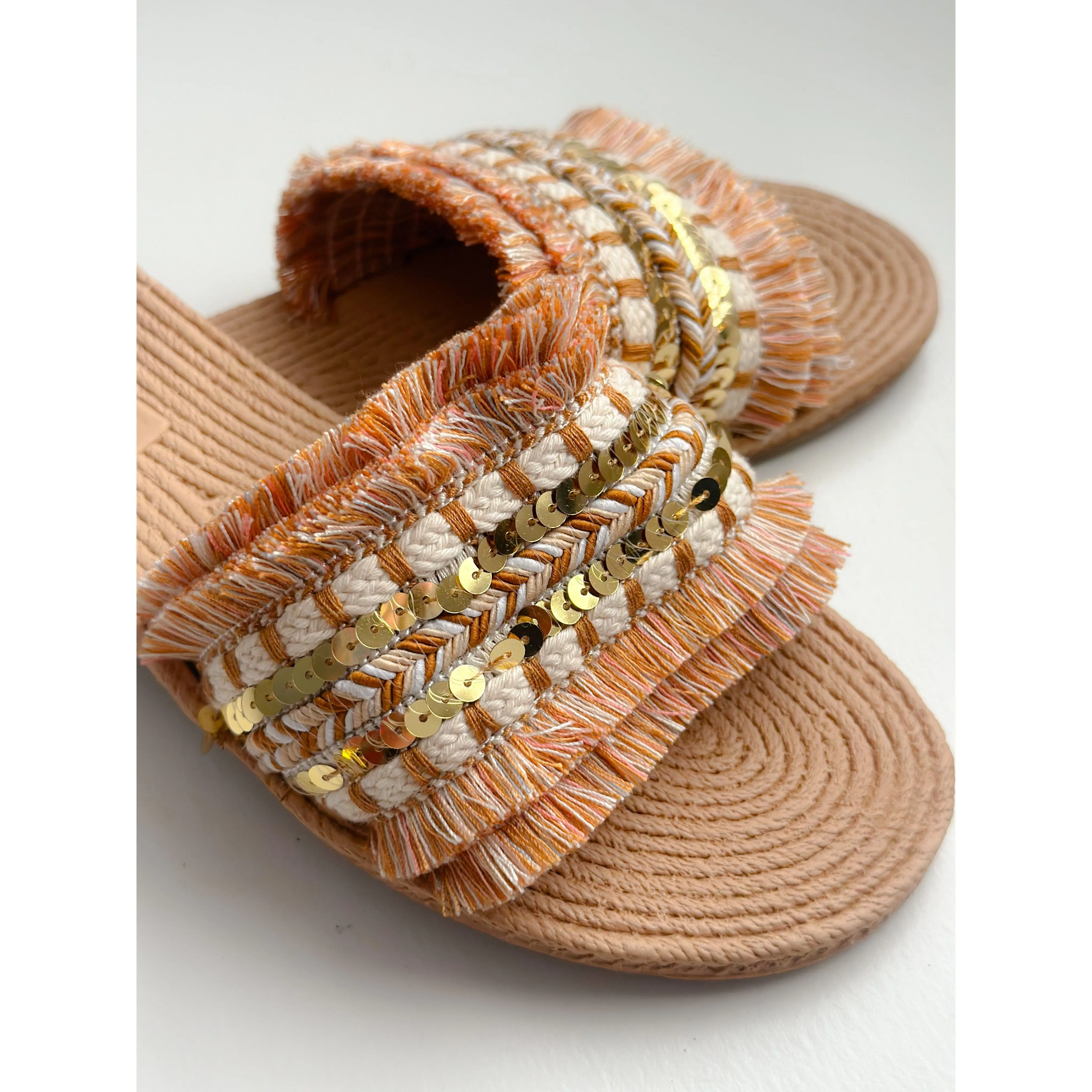 Woven Strap Flat Slide Sandals
