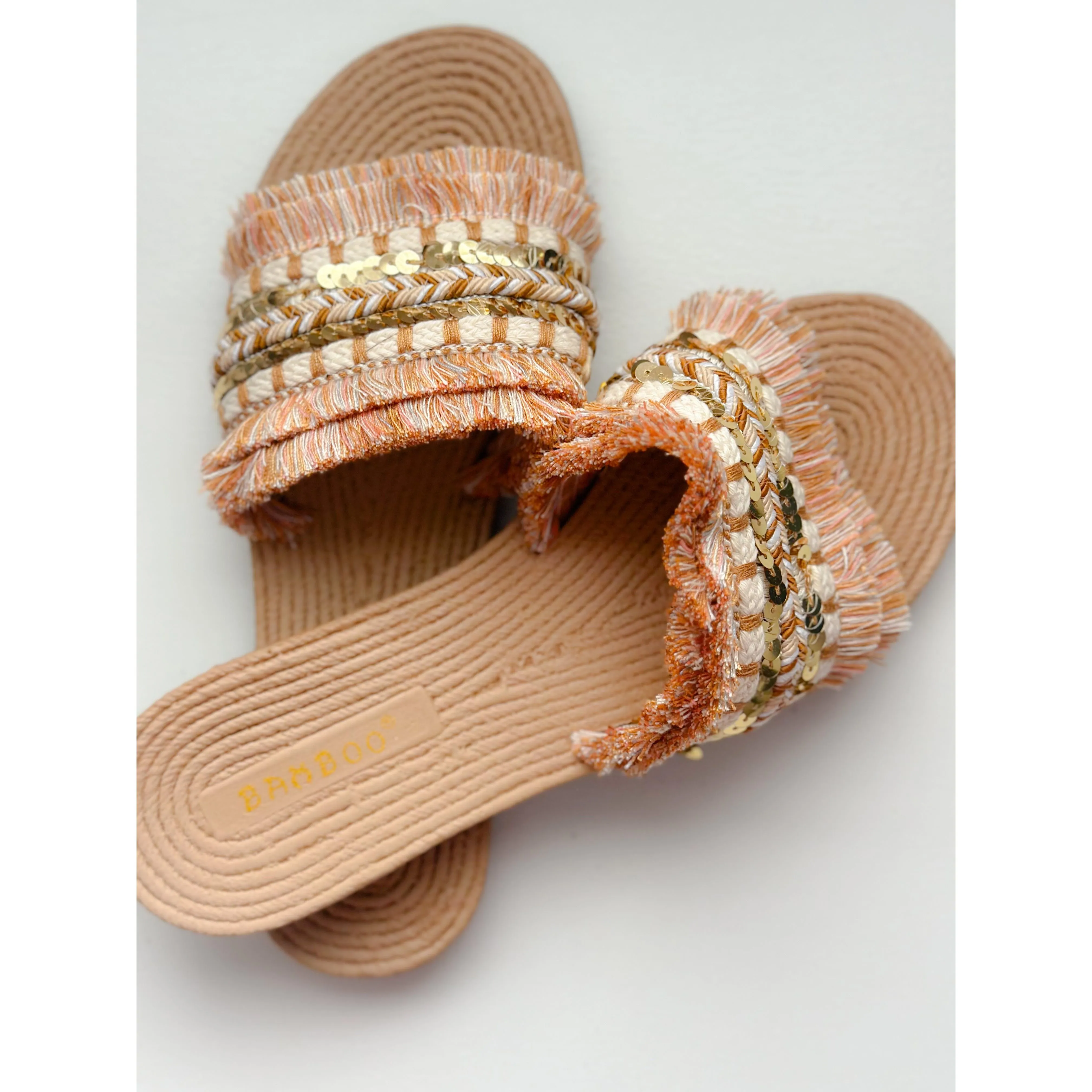 Woven Strap Flat Slide Sandals