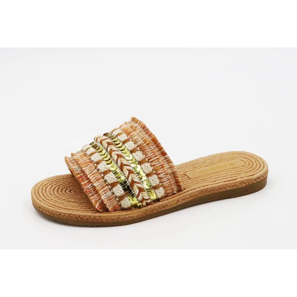 Woven Strap Flat Slide Sandals