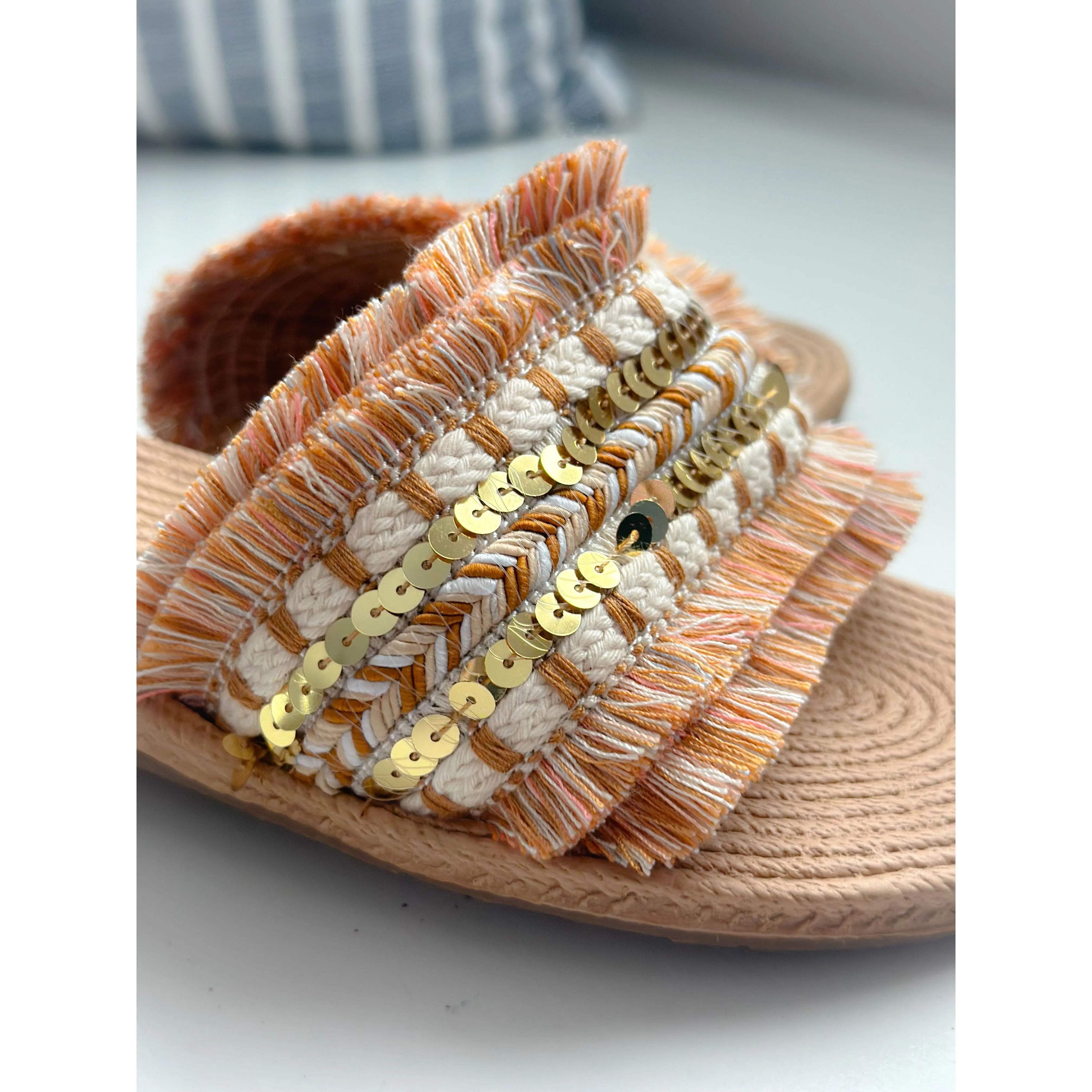 Woven Strap Flat Slide Sandals